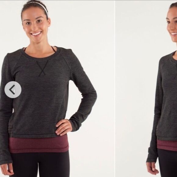 Lululemon Black Gray Sattva Pullover Sweater Merino Wool Blend Top EUC - Picture 2 of 9